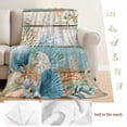 thumbnail image 5 of Teal Brown Beach Coastal Blanket Soft Cozy Warm Throw Blanket for Couch, Plush Fuzzy Flannel Fleece Blankets for Sofa, Summer Nautical Coral Shell Botanical Vintage Bed Blankets for Men, 50"x60", 5 of 9