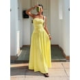 thumbnail image 4 of Women's Cream Yellow Textured Knit Strapless Maxi Dress Summer Casual Dress, 4 of 6