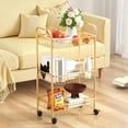 thumbnail image 6 of 3 Tier Rolling Utility Cart, Storage Trolley Service Cart with Wheels Easy Assembly for Kitchen, Living Room, Office, Salon, Gold, 6 of 6