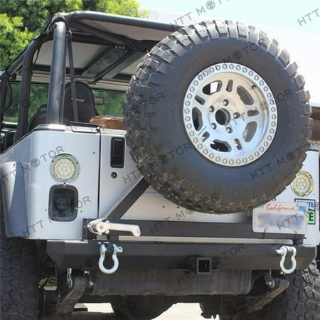 Jeep Bumper Tire Carrier - HTTMT- Rear Rock Crawler Rear Bumper &Tire Carrier Swing for 87-06 Jeep Wrangler YJ TJ