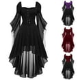 thumbnail image 4 of Aihuaihua Halloween Womens Gothic Witch Dress Plus Size Renaissance Vintage Maxi Dress Long Sleeve Splicing Solid Retro Gown Button Irregular Dress for Theme Party, 4 of 7