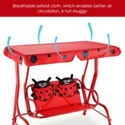 Costway Kids Patio Swing Chair Children Porch Bench Canopy 2 Person Yard Furniture red