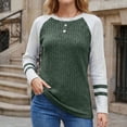 thumbnail image 2 of hotojiny Long Sleeve Shirts for Women Lightweight Sweaters Fall Outfits Color Block Winter Clothing Dressy Casual Pullover(Army Green,Large), 2 of 7