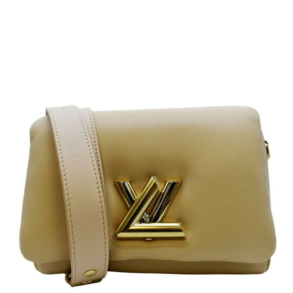 Pre-Owned LOUIS VUITTON Twist MM Padded Lambskin Leather Shoulder Bag Beige