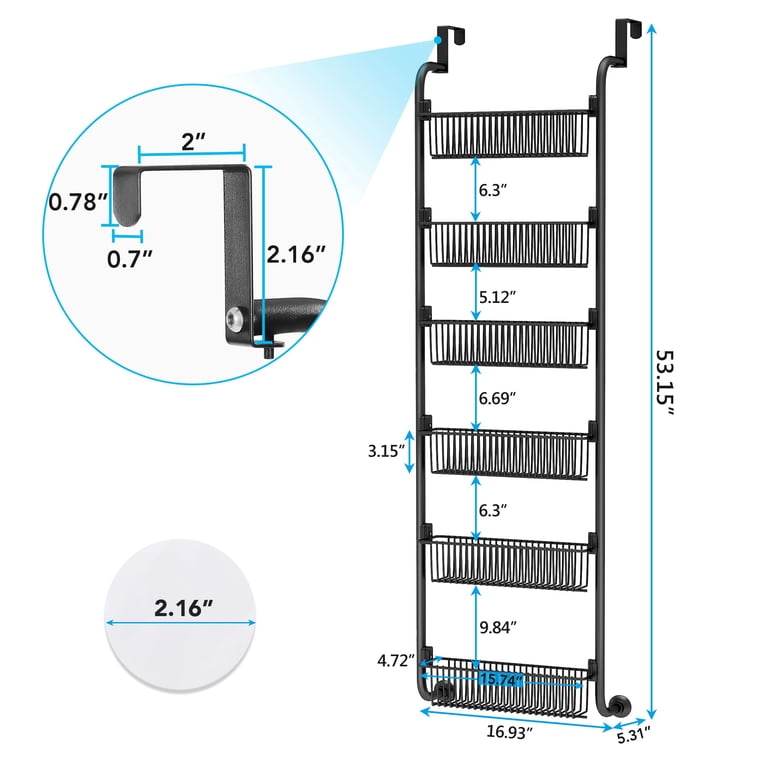 Aertyole 6-Tier Over the Door Pantry Organizer, Black photo 7