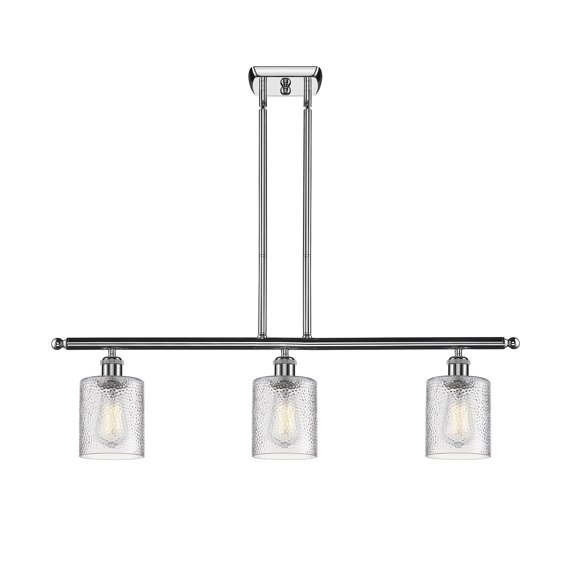 516-3I-PC-G112-LED-Innovations Lighting-Cobbleskill-10.5W 3 LED Island in Art Nouveau Style-36 Inches Wide by 10 Inches High Polished Chrome Finish