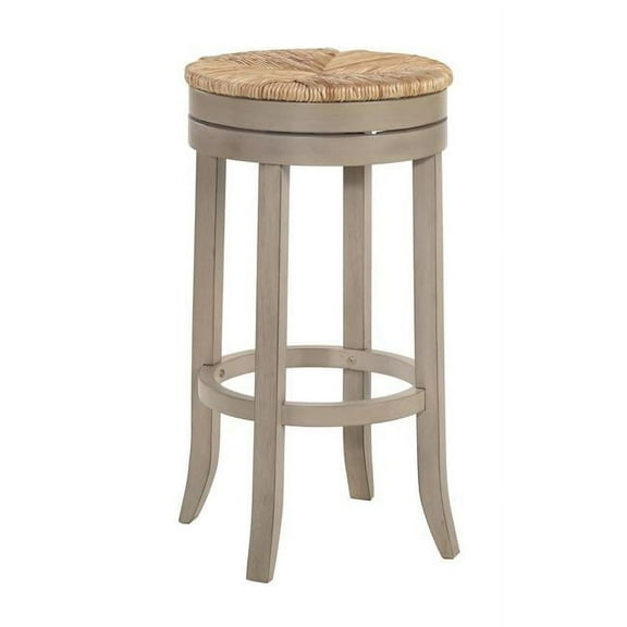 30 in. Irving Swivel Rush Seat Bar Stool, Weathered Gray