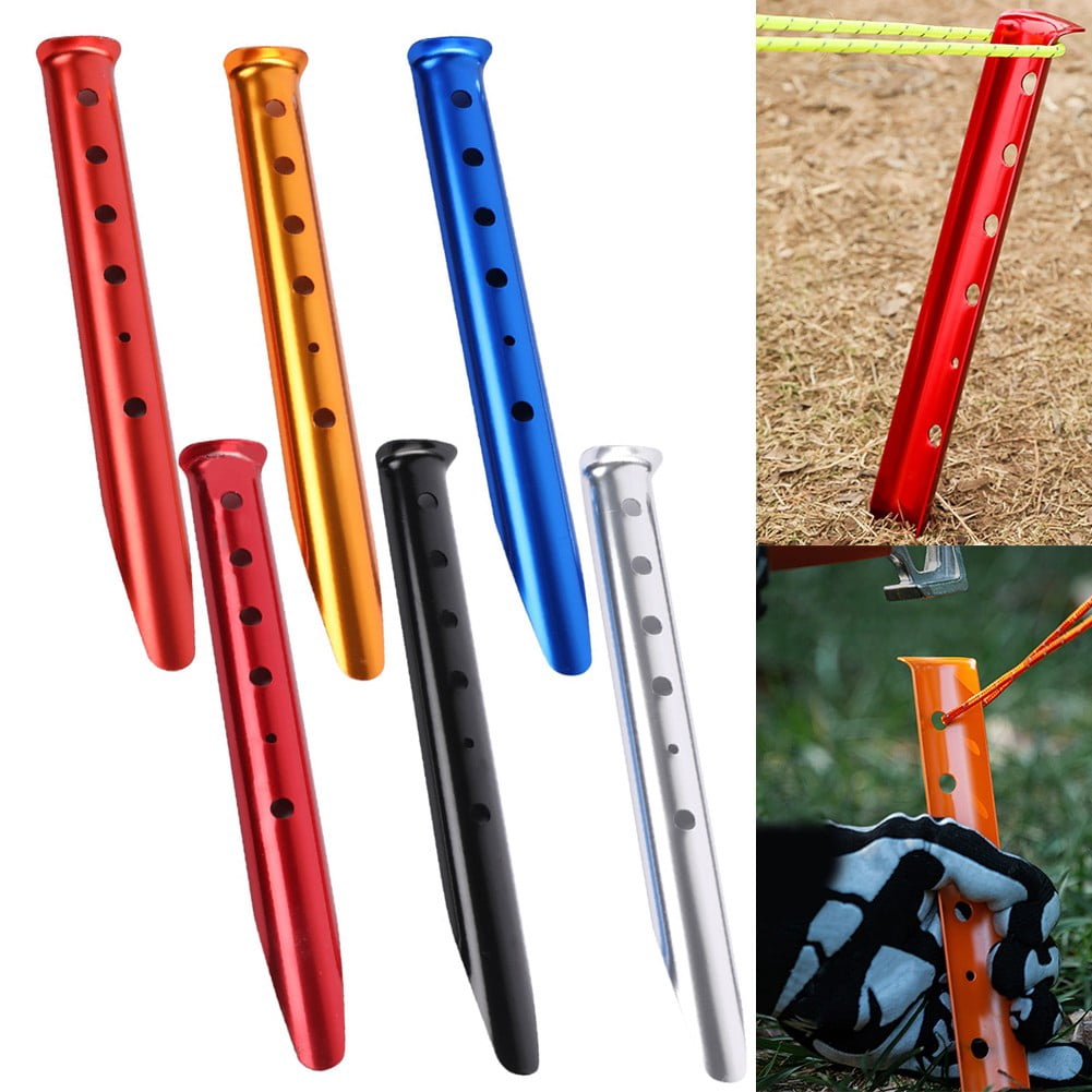 Splihome 6Pcs 31Cm Beach U-Shape Tent Stakes Camping Tent Pegs for Outdoor Camping Hiking Beach Snow Sand Ground Tarp Accessories 6 Color