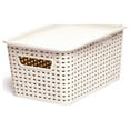 Homz Plastic Wicker Storage Boxes with Lid, Small