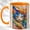 Orange, variant on Stained Glass Cat Face Coffee Mug, Colorful Cat Mug, Ceramic 11 oz