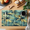 thumbnail image 2 of Green Forest Placemats Set of 4 Summer Nature Tropical Tree Plants Leaves Place Mats Indoor Wipeable Table Mats Washable Cloth Dining Table Placemats for Kitchen Holiday Party Home Decor 13x19 Inch, 2 of 9