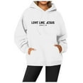 thumbnail image 1 of WEAIXIMIUNG Sweat à Capuche Zippé pour Femmes Sans Capuche Grande Taille 2024 Nouveau Pull à Col Rond Imprimé Lettre pour Femmes Manches Longues de Rue, 1 of 4