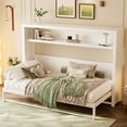 thumbnail image 3 of Twin Size Murphy Bed with Shelves, Metal Wall Bed with Foldable and Space-saving Design, White, 3 of 8