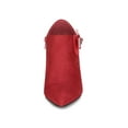 thumbnail image 6 of BLISSFUL STEP Women's Pointed Toe Bow Decor Stiletto Heel Ankle Boots Red 9, 6 of 8