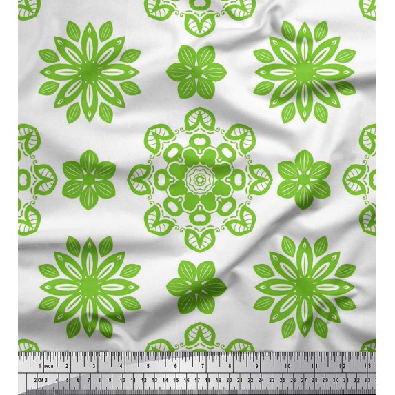 Soimoi polyester Crepe Fabric Mandala Ethnic Printed Craft Fabric by the Yard 42 Inch Wide