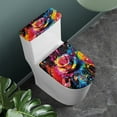 thumbnail image 2 of FORUDESIGNS Rose Paint Splatter Pattern 2 Pack Toilet Lid Cover with Toilet Tank Lid Cover, Adjustable Toilet Seat Covers Fits Most 15-21" Round Oblong and Elongated Toilet Seat,Easy to Clean, 2 of 8