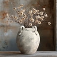 thumbnail image 2 of LuxenHome Rustic Gray and White Terracotta 10-Inch Round Vase with Handles, 2 of 8