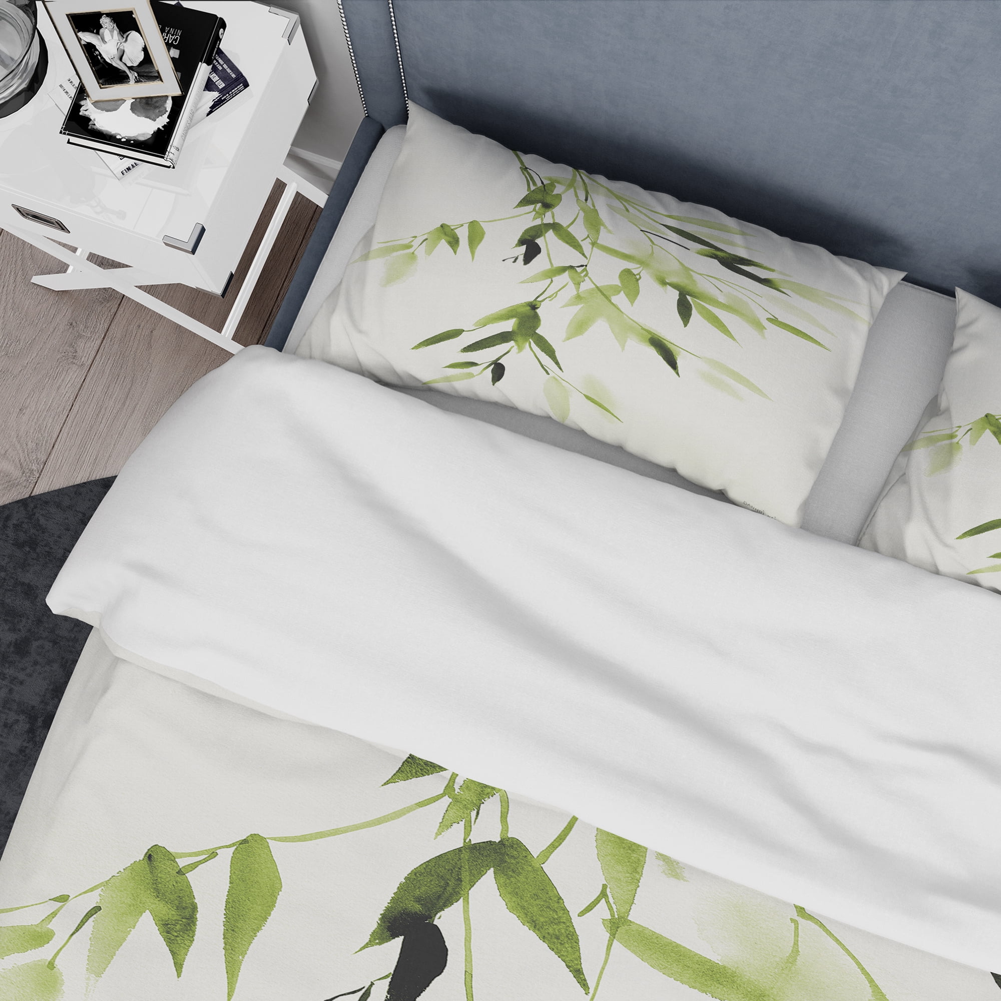 Designart 'Simplist Bamboo Leaves I' Cottage Duvet Cover Set