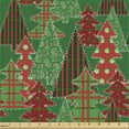 thumbnail image 2 of Christmas Fabric by the Yard, Abstract Pines with Swirls Dots Lines Design Patchwork Style Print, Decorative Upholstery Fabric for Sofas and Home Accents, Dark Coral Dark Green by Ambesonne, 2 of 5