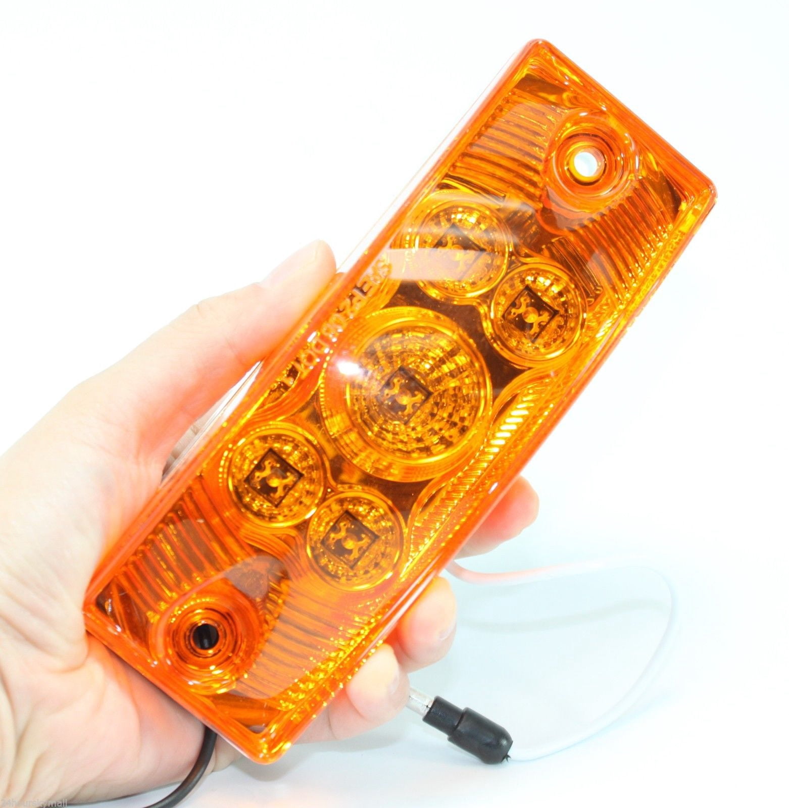 Set Of 6 Amber LED Side Marker Lights With Chrome Bezels For Trucks & Trailers