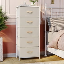 Pellebant Beige 5-Drawer Dresser Household Vertical Storage Tower Chest