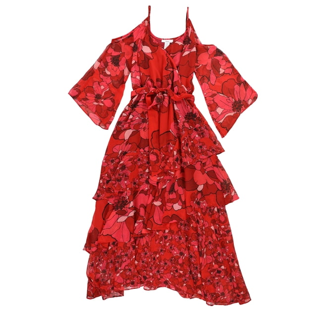 Vestido acampanado con hombros descubiertos bar III para mujer Rojo Pequeño