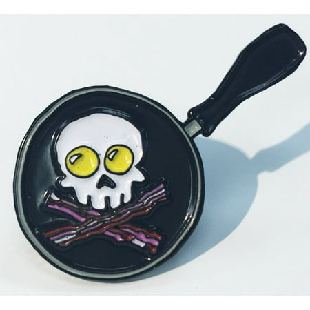 Bacon and Eggs Jolly Roger Skull Frypan Enamel Lapel Pin