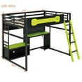 thumbnail image 2 of Harper & Bright Designs Full Size Gaming Loft Bed with Desk and Storage Shelves, Full Wood Low Loft Bed Frame with LED Lights, USB Ports and Pegboard, Black+Green, 2 of 18