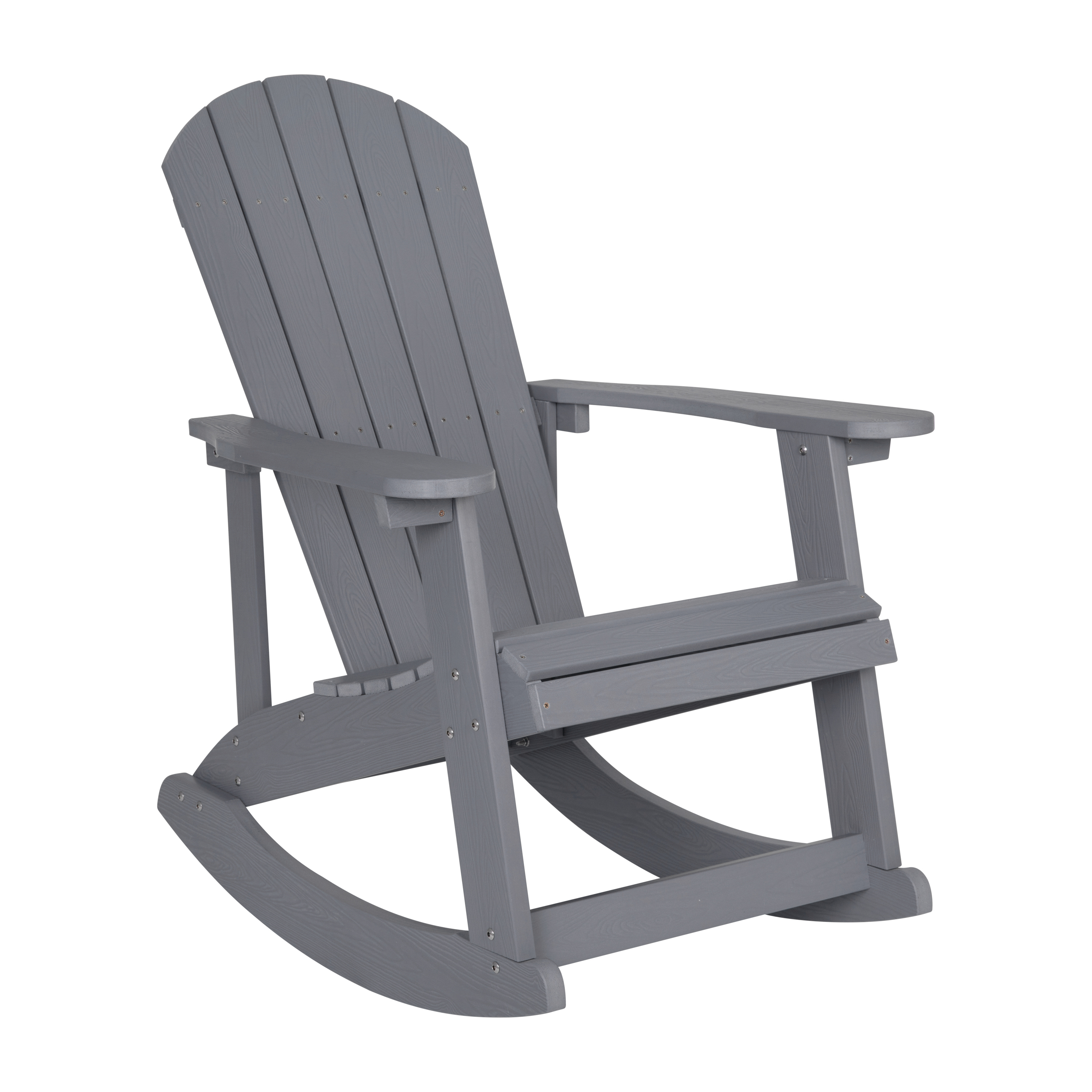 BizChair Commercial Grade All-Weather Poly Resin Wood Adirondack Rocking Chair with Rust Resistant Stainless Steel Hardware in Gray - image 2 of 11