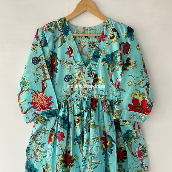 Floral Indian Dress, block Print Dress,Cotton Handmade Dress, Sketer Circle Dress, Flapper Dress, Blousen Dress, Short Dress