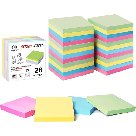 Sticky Notes Hapi, 7,6 x 7,6 cm, 28 unidades, 2800 hojas