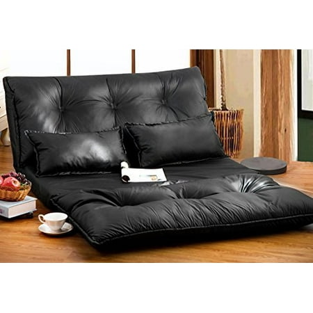 Merax Pu Leather Foldable Modern Leisure Sofa Bed Video Gaming Merax Pu Leather Foldable Modern Leisure Sofa Bed Video Gaming With Two Pillows Black