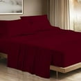 thumbnail image 2 of 4 Piece 100% Egyptian Cotton Sheets 800 Thread Count Hotel Quality Smooth & Soft Bedding Sheet Set Queen Size - 15" Inch Deep Pocket - Burgundy Stripe, 2 of 7