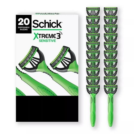 Schick Xtreme3 Sensitive Disposable Razors for Men (20 Count)
