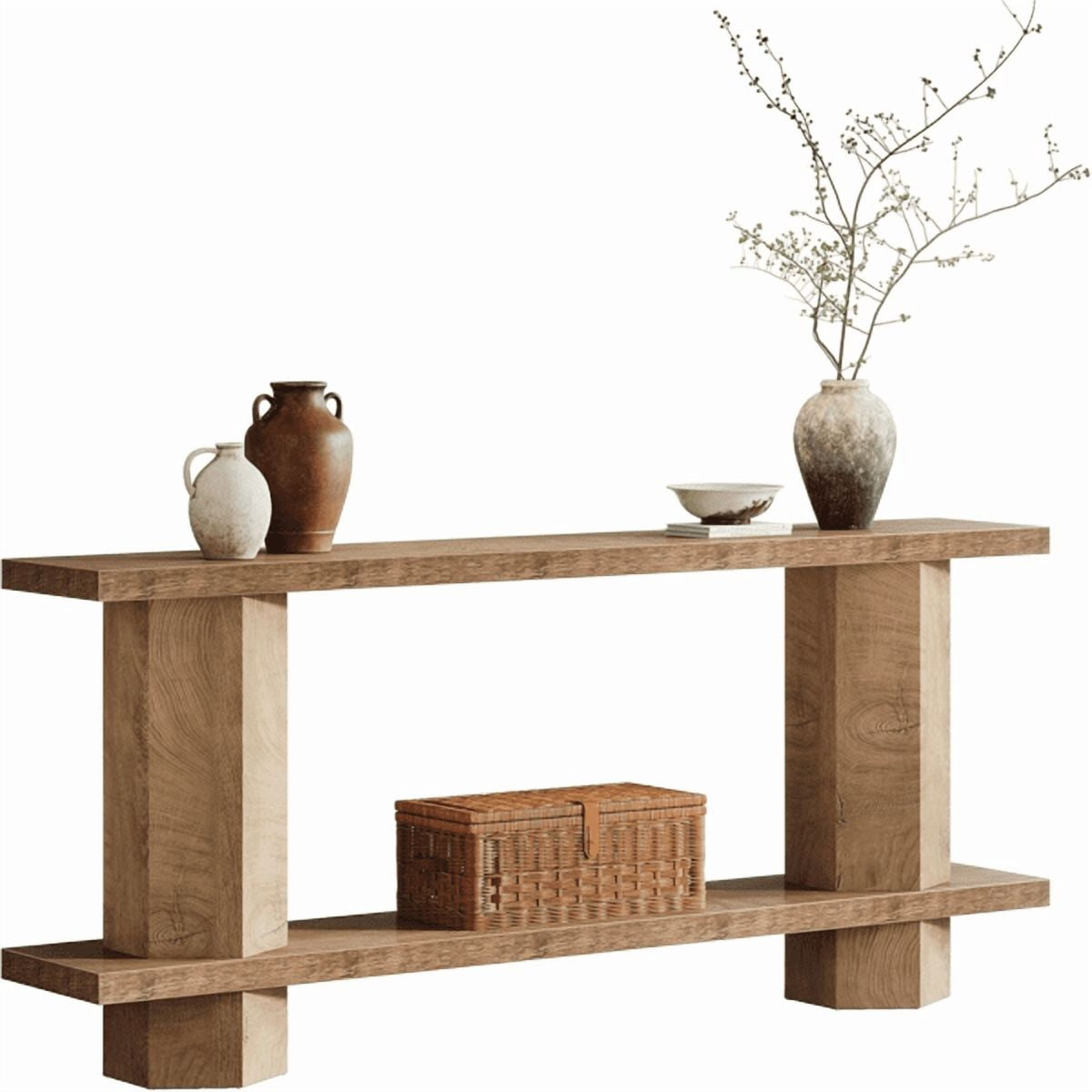 1.58" Thick Top Console Table - Waterproof MDF with Unique Hexahedron Legs, 200lb Load Capacity, Versatile for Hallway, Living Room, Behind Couch