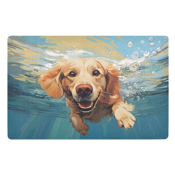 Ryvnso Dog Swimming Door Mats Outdoor Indoor Entrance Low Profile Floor Rugs 32"x20" Carpet