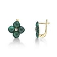 thumbnail image 3 of Green Malachite and Cubic Zirconia Four Petal Dangle Earrings for Women in 925 Sterling Silver and Yellow Gold Plating by Lavari Jewelers, 3 of 4