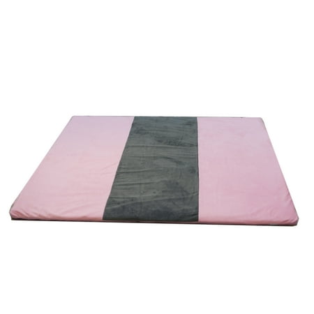 Snug Square Play Mat - Large 55" Ultra-Comfortable, Plush Foam Playmat for Baby, Toddler, and Children with Bonus Carry Case (Pink-Slate)