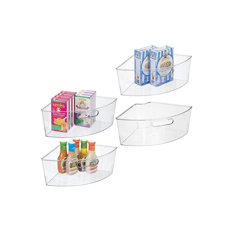Kitchen Plastic Lazy Susan Storage Organizer Bins with Front