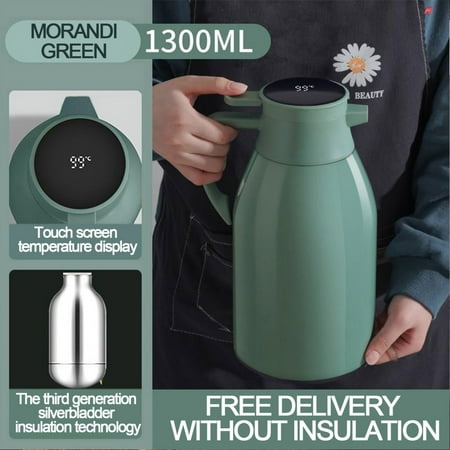 

Vacuum Insulation Pot with Temperature Display Kettle with Ergonomic Handle for Home Dining Room and Office