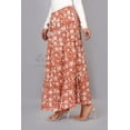 thumbnail image 6 of Women Cotton Floral Foliage Style Maxi Skirt with Elastic Waist, Soft Versatile Floral Hand Block Print, Rust Orange XS, 6 of 6