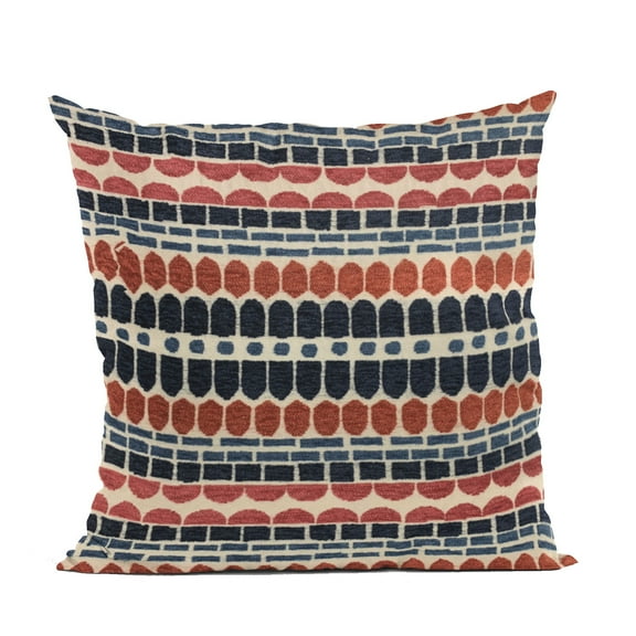 Plutus Red, Blue Harmony Border Luxury Throw Pillow