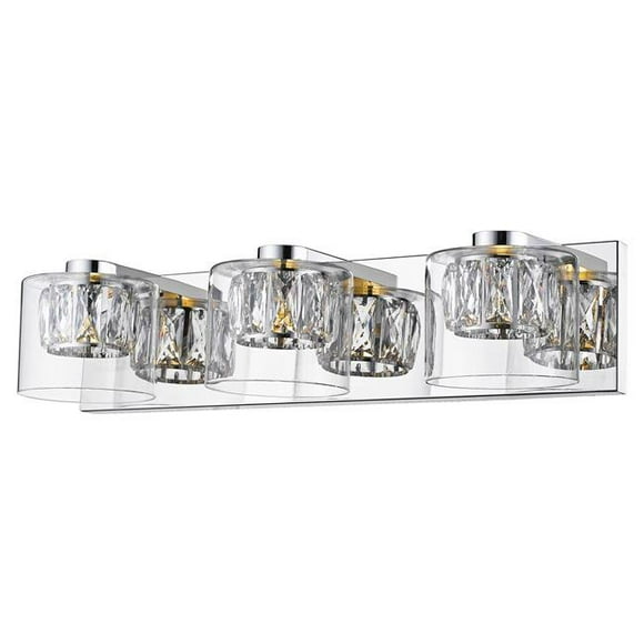 Access lighting 62556LEDD-MSS-CCLCLR 20.5 x 4.75 x 5.75 Po Collection Privée Coiffeuse en Verre Clair à 3 Lumières, Acier Inoxydable Miroir