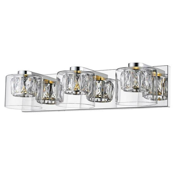 Access lighting 62556LEDD-MSS-CCLCLR 20,5 x 4,75 x 5,75 Po Collection Privée Cristal 3 Lumières avec Vanité en Verre Clair&44; Acier Inoxydable Miroir