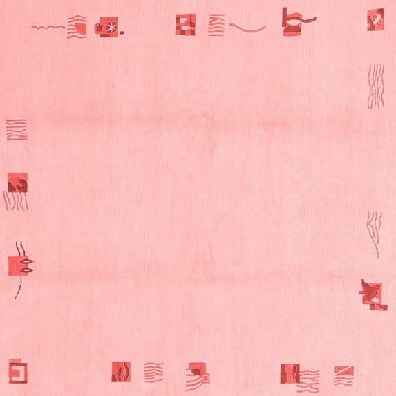 Ahgly Company Indoor Square Solid Red Modern Area Rugs, 6' Square