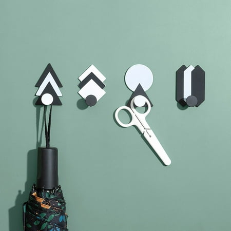 

Tdoenbutw Clearance Wrought Geometric Hook Kitchen Bathroom Non Marking Adhesive Hook Creative No Punch Kitchen Bathroom Dormitory Door Back Hook Black