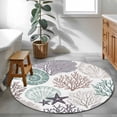 thumbnail image 3 of Round Rug 3.3Ft Washable Non-Slip, Coastal Coral Circle Area Rugs for Living Room Bedroom, Nautical Ocean Beach Conch Shells Starfish Indoor Floor Mats Carpet Runner for Home Decor Aesthetic, 3 of 8