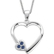 Personalized Planet Family Birthstone Sterling Silver Heart Pendant, 18"