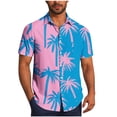 thumbnail image 3 of Bxsruta Men's Casual Hawaiian Short Sleeve Button Down Shirt Tropical Palm Tree Print Beach Shirt for Summer Vacation, 3 of 7