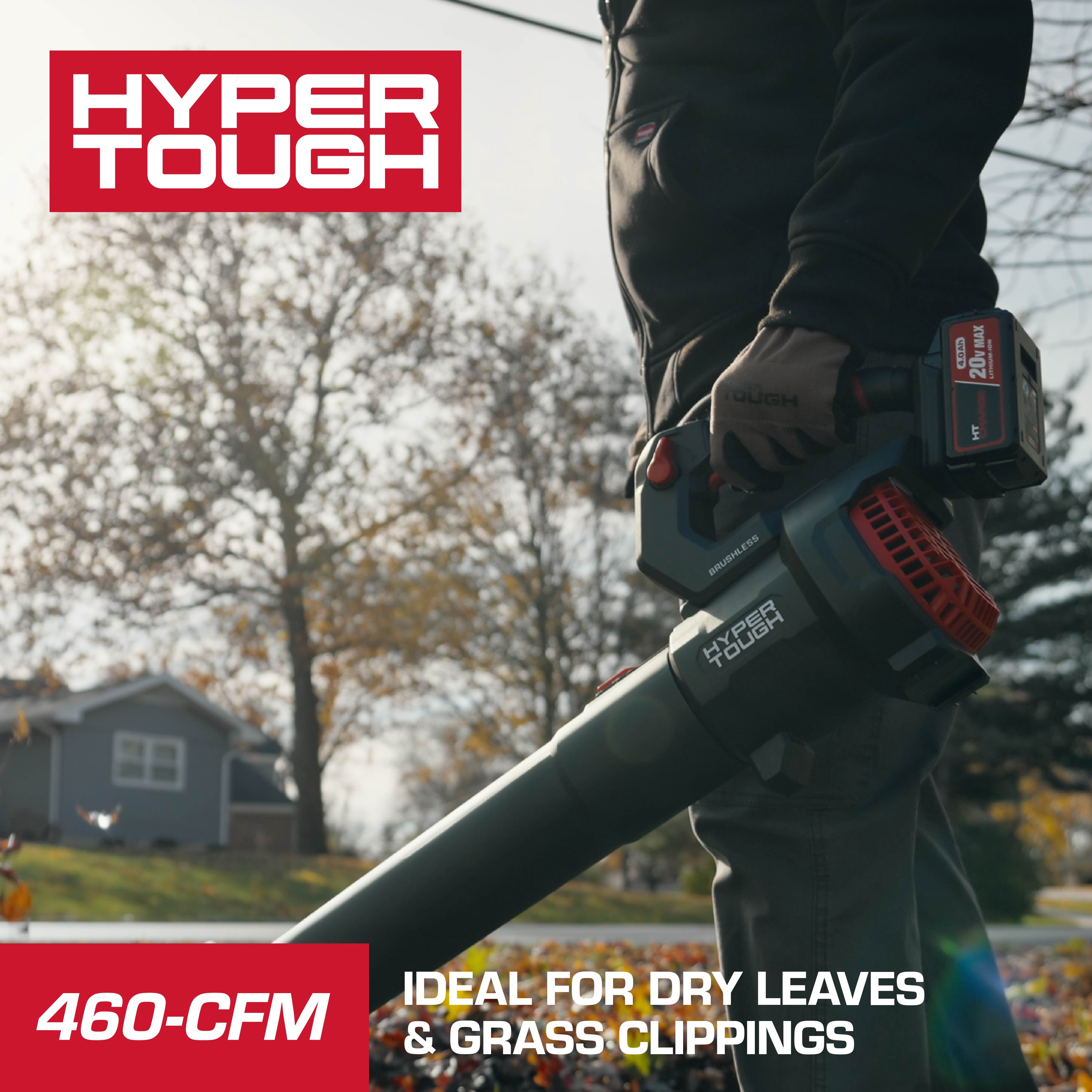 Open Box Hyper Tough 460 CFM 110 MPH 20V Brushless Cordless Leaf Blower with 20V Max 4.0Ah Battery and Charging Cable